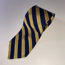 Brooks Brothers Makers Mens Silk Repp Stripe Tie Navy Blue Gold Made in USA