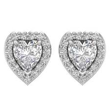 VS F Heart Round Lab Grown Diamond 1.2 Ct Removable Jacket Stud Earring 10K Gold