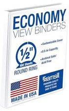 0.5 Inch 3 Ring Binder, Economy Round Ring, Clear View Cover, 100 Sheet