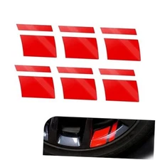 Wheel Rim Decal Stripes – Reflective Safety Warning Stickers, Self 6 PCS Red