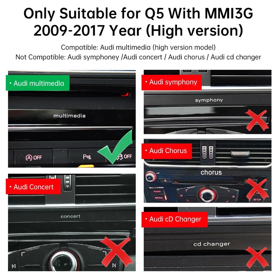 12.3' Wireless Carplay For Audi Q5 SQ5 Stereo Multimedia TouchScreen Autoradio — 第 4/4 张图片