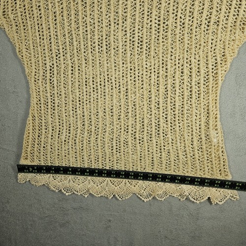 Solitaire creme buttergelb Häkelspitze transparent Hallow Strick Tunika Top Gr. XL - Bild 11 von 16