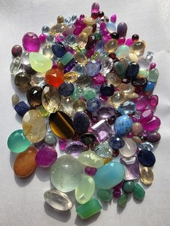 Mixed faceted loose natural gemstones lot collection 343ct ruby opal emerald