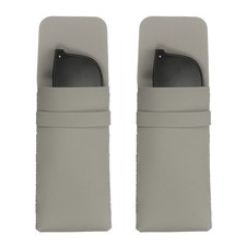 2Pcs Soft Glasses Case Leather Eyeglass Case with Flap Closure Gray