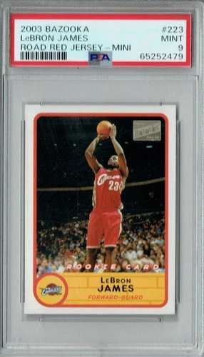PSA 9 LeBron James 2003 Bazooka #223 Red Jersey Mini Rookie Card