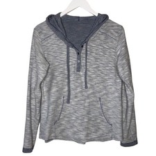 Columbia Women's Sz M-L Blue Heather Top Cotton Blend Henley Style Hoodie Soft