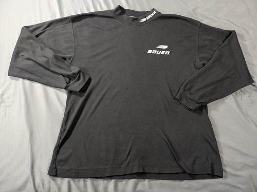 Vintage Bauer Shirt Boys XL Black Mock Neck Long Sleve Performance Hockey Canada