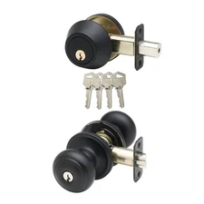 CKDB141BC Colonial Door Knob Keyed Alike with Deadbolt Combination, Black