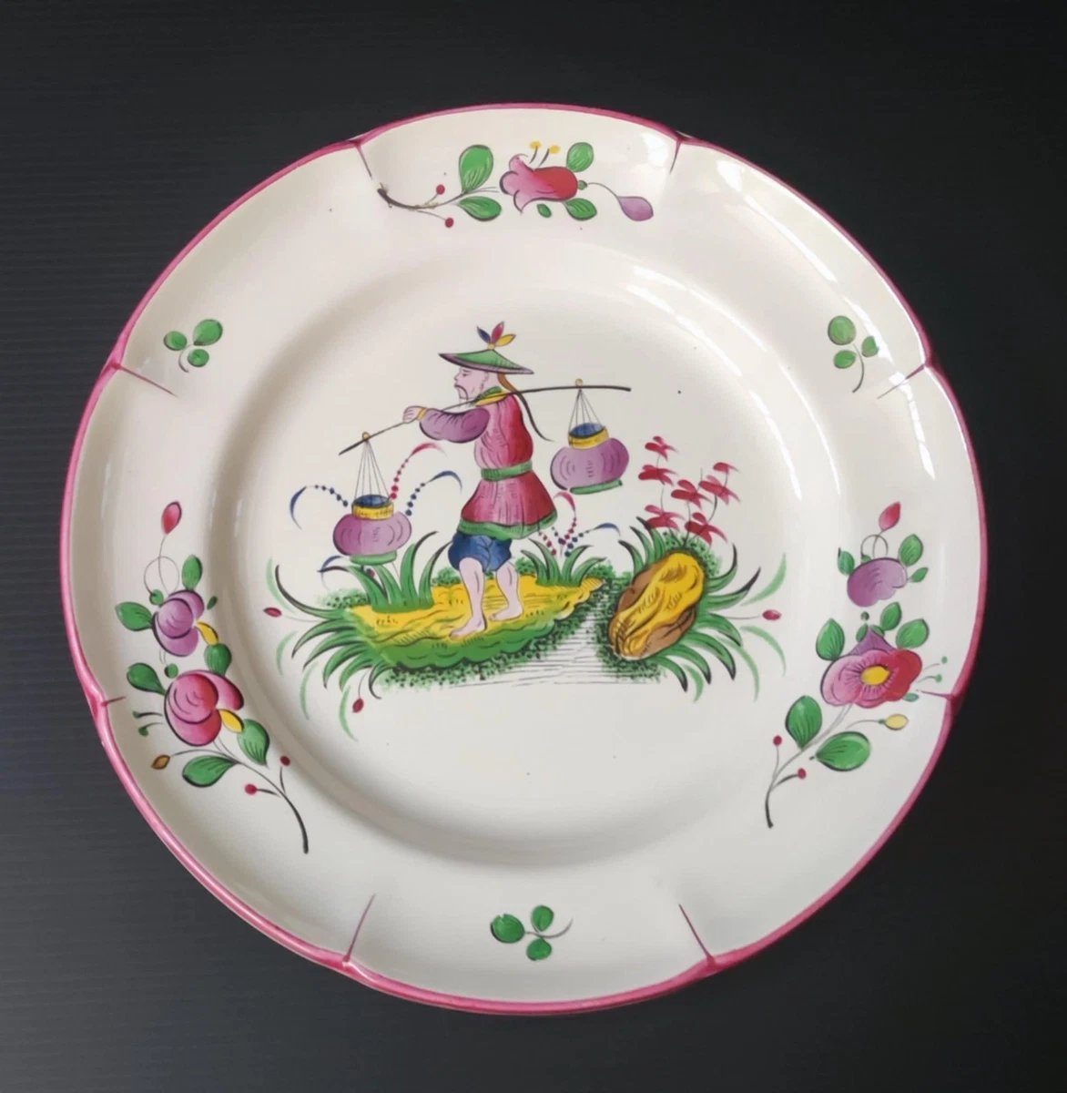 ANCIENNE ASSIETTE EN Faïence de Saint Clément, décor main, X EUR 25,00 - FR