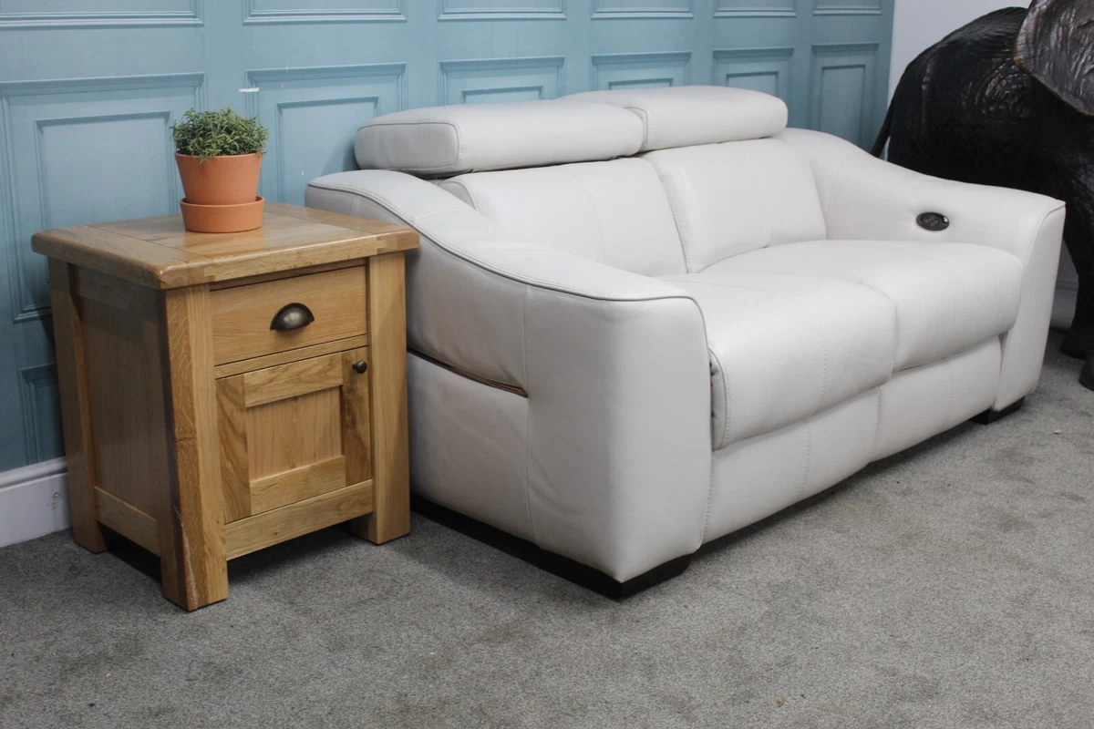 ELIXIR ELECTRIC RECLINING 2 SEATER SOFA IN FROST WHITE LEATHER