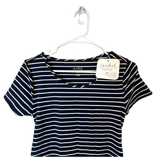 NWT! Women's T-Shirt Maternity Dress - Isabel Maternity - Navy Stripe Size Small - Picture 2 of 10