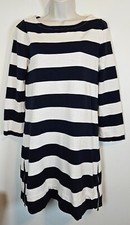 J. Crew  Navy Blue Striped Dress Size XS Classic Nautical Preppy Maritime Cotton