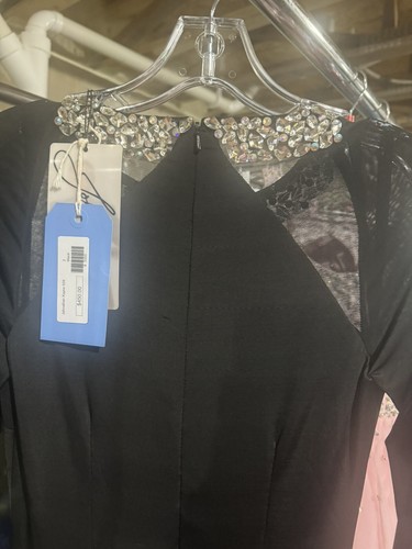 Jonathan Kayne 559 Black Rhinestoned Jersey Gown Dress sz 2 - Picture 4 of 5