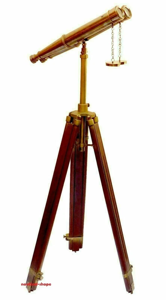 Nautical Brass Navy Binocular Antique Floor Stand Telescope Marine Decor 58 Inch - Image 3 of 4