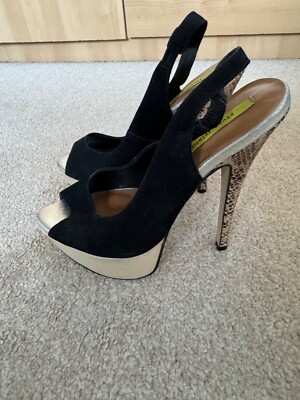 River Island Women's Snake skin pattern high heel shoes, Black