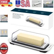 Elegant White Plastic Butter Dish with Lid - Perfect for East/West Coast Butter