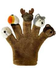 Arctic Circle Alaska Animal Plush Hand Puppet Glove Wolf Polar Bear Moose Bird