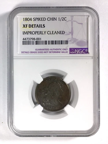 1804 1/2¢ Draped Bust Half Cent  – Spiked Chin – NGC XF Details