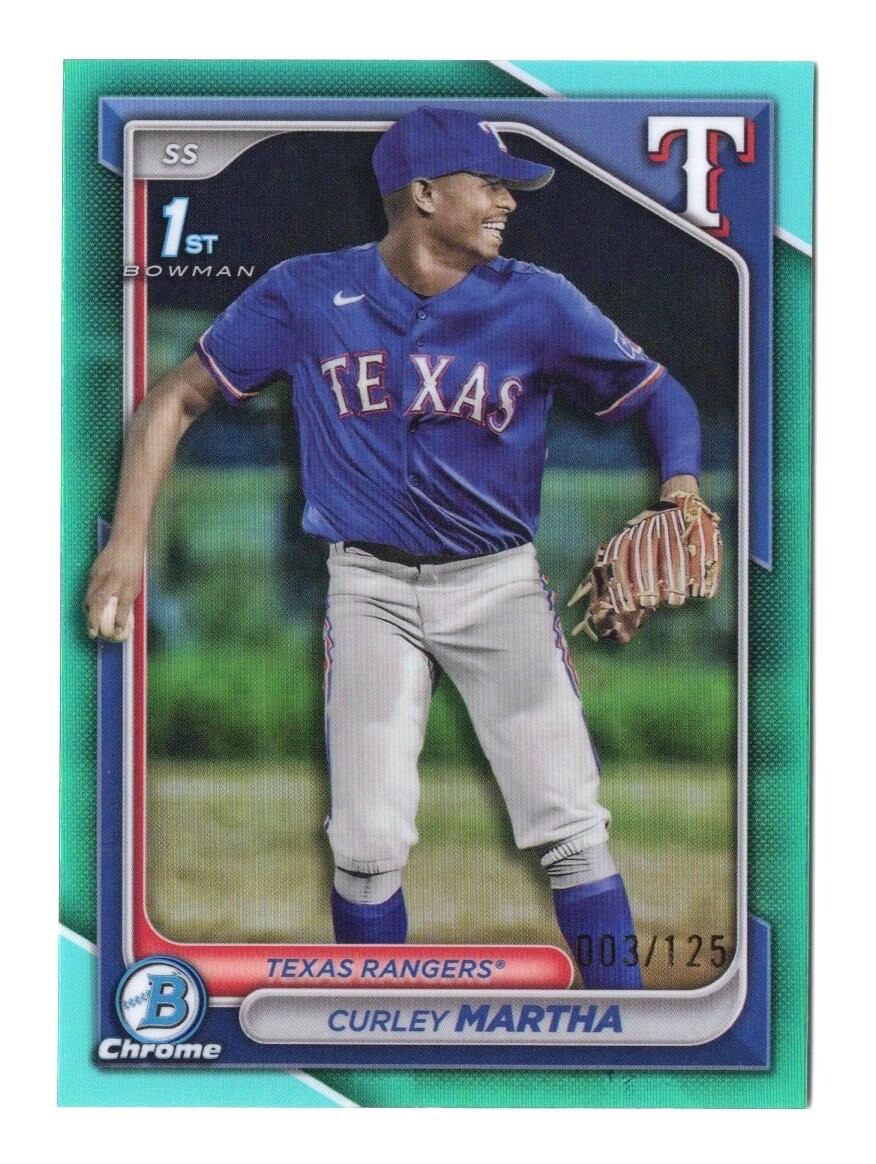 Curley Martha 2024 Bowman Chrome Prospects Aqua Refractor #'d 003/125 Bowman 1st