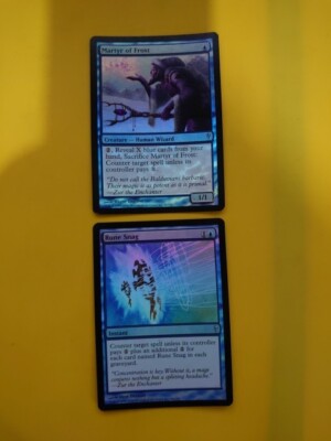 Rune Snag & Martyr of Frost.  Wizard Coldsnap. FOLIE Selten. MTG 2 Karten wie abgebildet