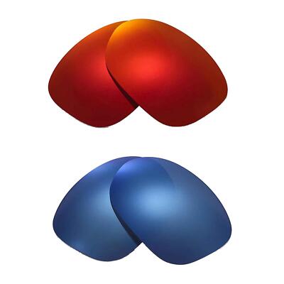 Walleva Two Pairs Polarized Lenses For Oakley Pulse - Fire Red + Ice Blue