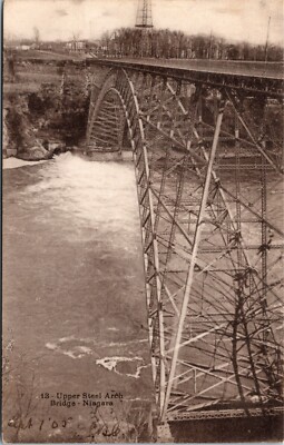 Postcard ON Niagara Falls Upper Steel Arch Bridge Collapsed in 1938 1905 K79