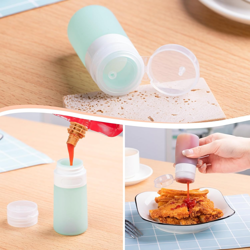 8-Pack Salad Dressing Container to Go, 2 Oz Leakproof Silicone Squeeze Bottles f - Picture 5 of 12