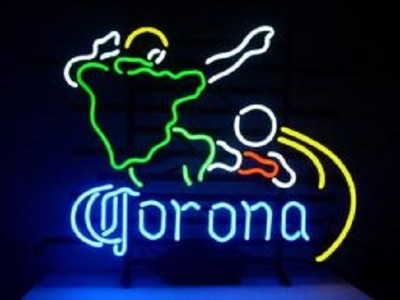Corona Extra Light Fußball 43cm Glas Neonreklame Bier Bar Wandhängend Dekolicht