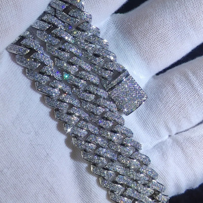 10Mm CZ Stone Cuban Link Chain Silver Gold Plated Iced Out Miami Cuban Chain Nec