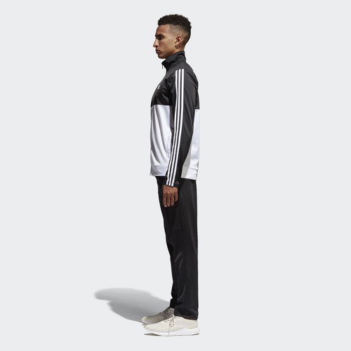 NEW* ADIDAS MEN'S BK4091 3-STRIPES TRACK SUIT BLACK WHITE JACKET & PANT SET  - Picture 7 of 12
