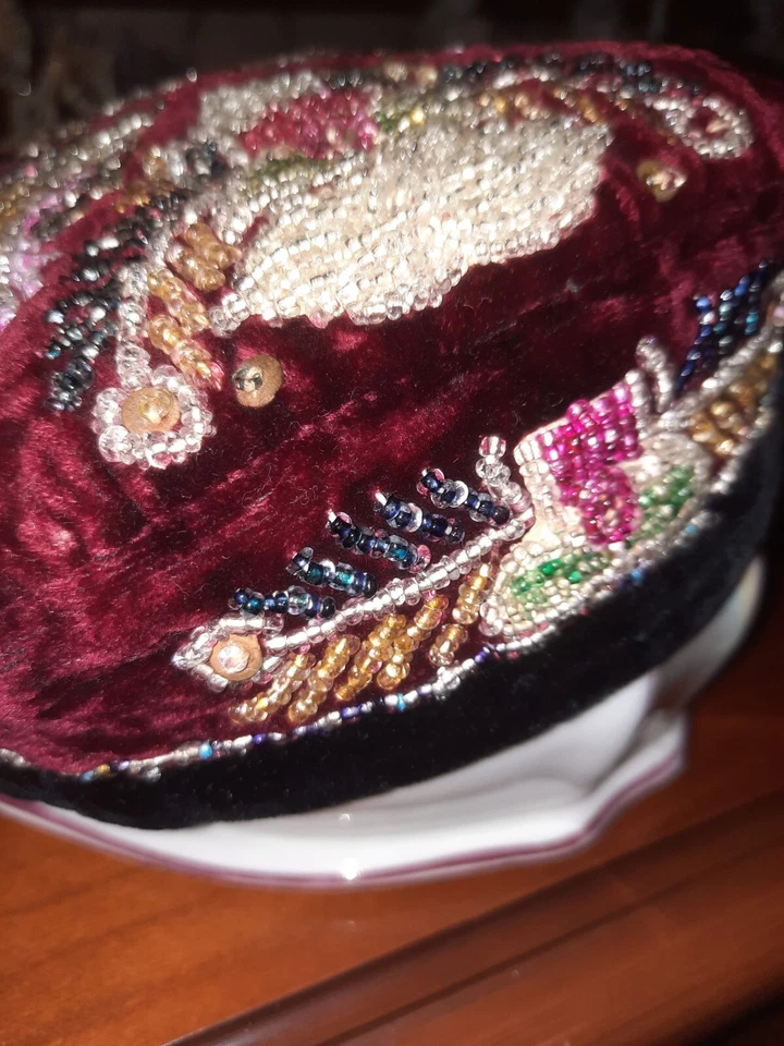 antique headdress average asia handmade for girls embroidered with beads skullc - Image 4 of 4