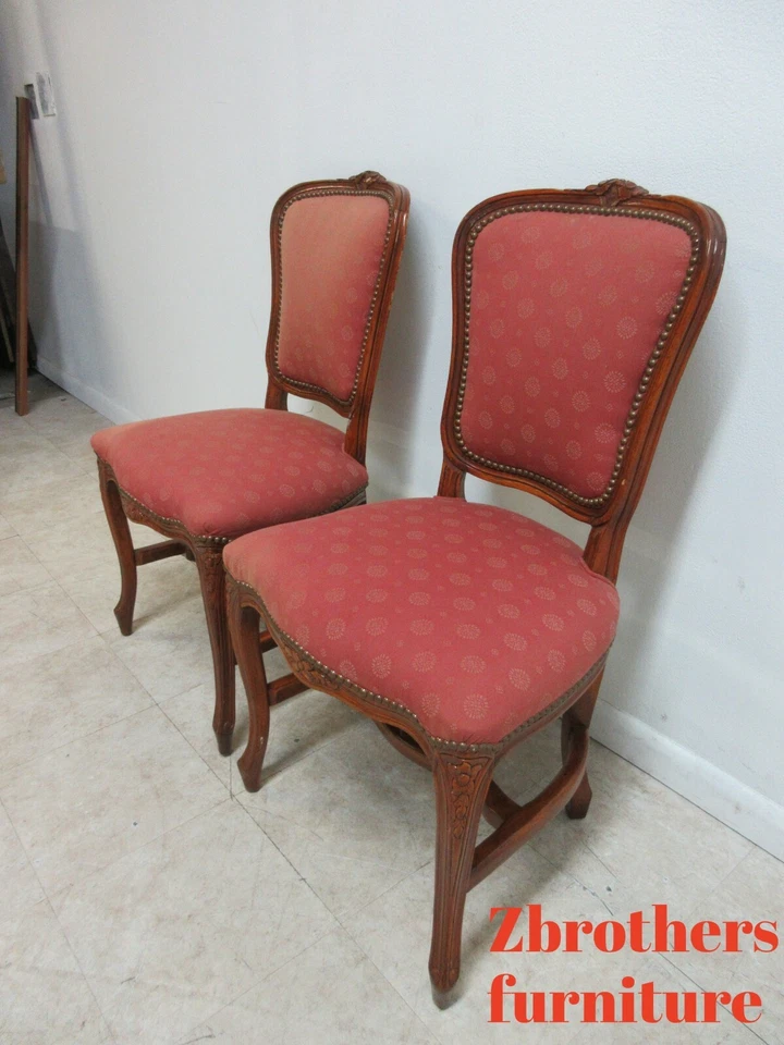 Silla lateral antigua francesa tallada comedor sala de estar escritorio C Foto 3 de 4