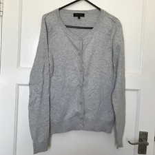 New Look Grey Cardigan Size 10 Long Sleeve Button Down Round Neck Cotton Blend