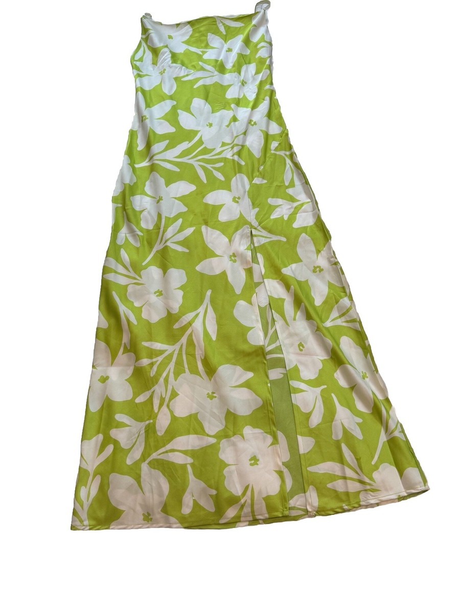 paper heart green dress Women's Size XS Floral Front Slit Sleeveless Launchdate:2024-01-29