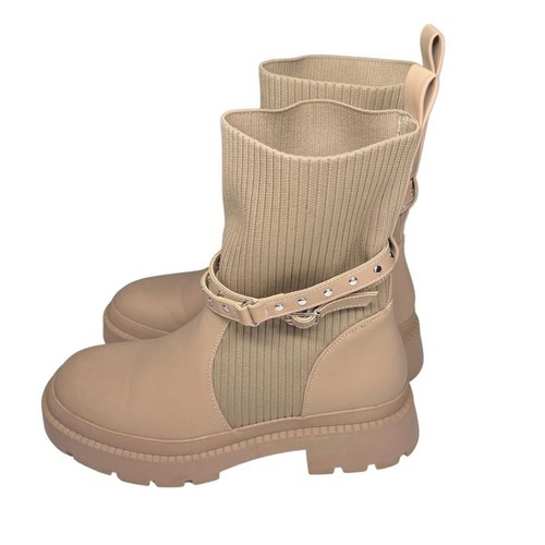 DREAM PAIRS Ankle Boots Lug Sole Chunky Heel Platform Chelsea Mid Calf Boots - Picture 2 of 12