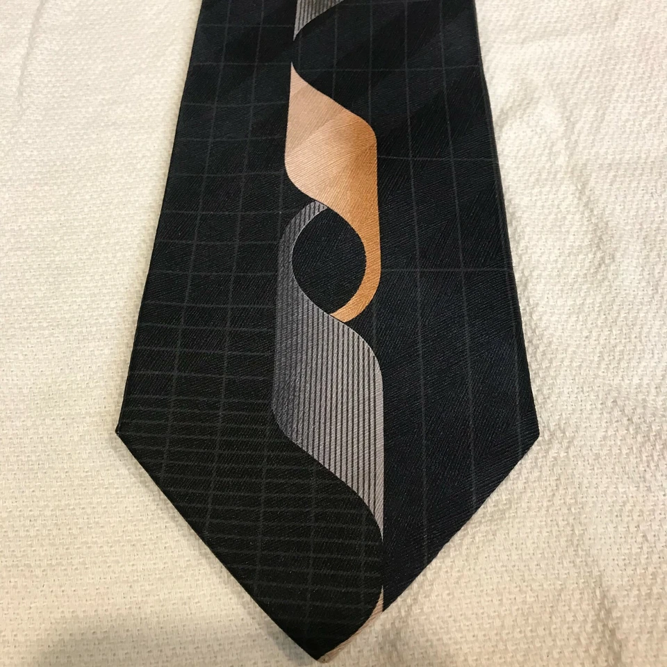 Corbata para hombre Giorgio Brutini gris/negro estampado abstracto 100 % seda W 4 L 60 Foto 3 de 4