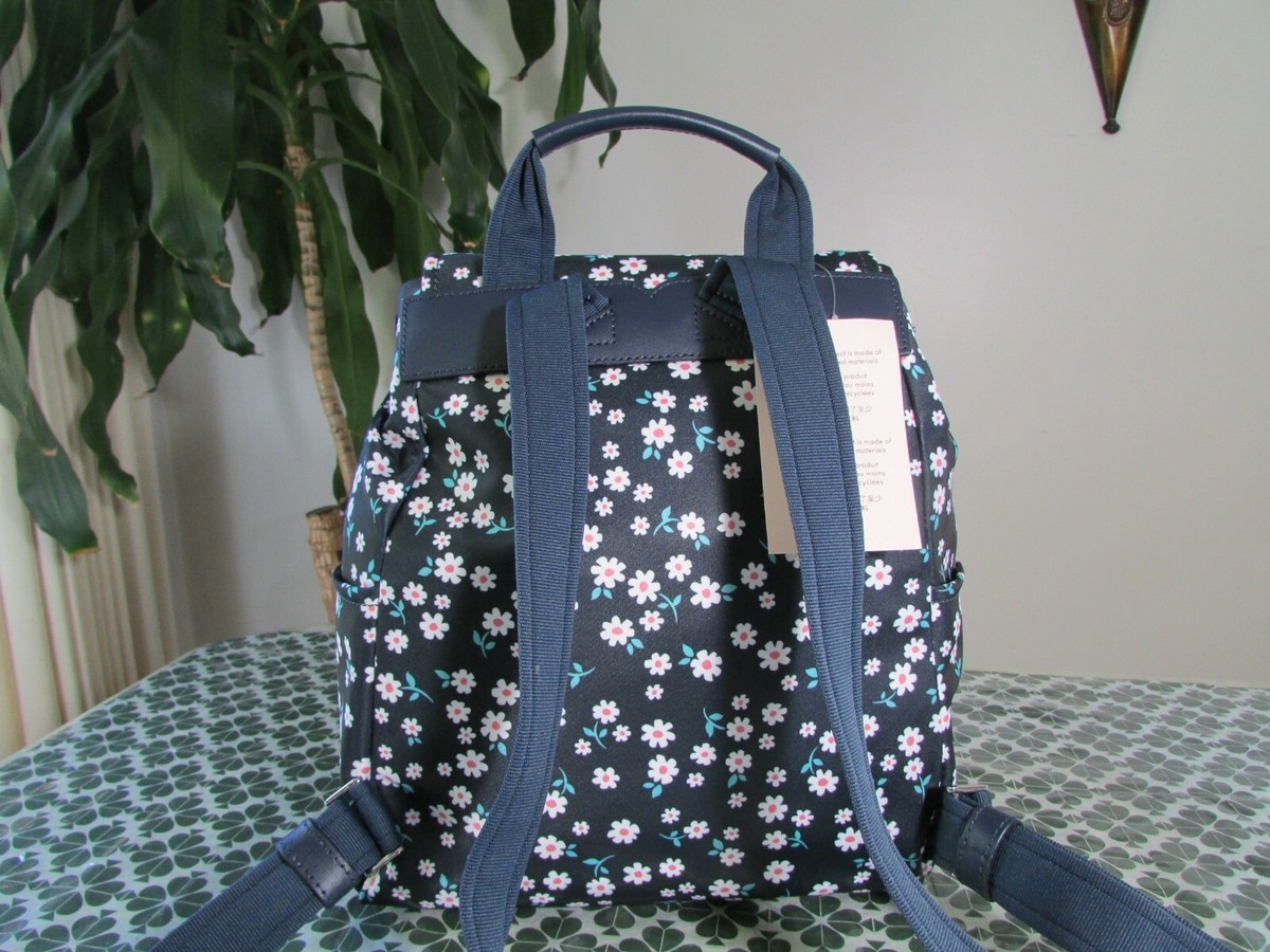 NWT Kate Spade Carley Fleurette Nylon Flap Backpack Blue  display picture 2