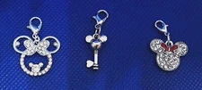 Charm Clip-On Disney Mouse Head Key Sparkle Dangle Bracelet Zipper Keychain