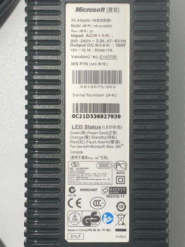 Alimentación Xbox 360 Jasper 150 W E143709 HP-A1503P2 - Imagen 2 de 4