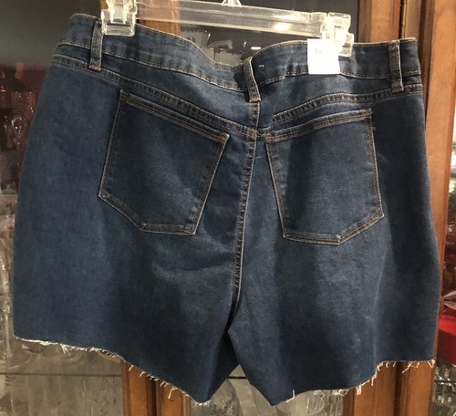 Dip Women’s Blue Denim Distressed Hi Rise Jean Shorts Plus 18W NWT Cotton BL NEW - Picture 7 of 14