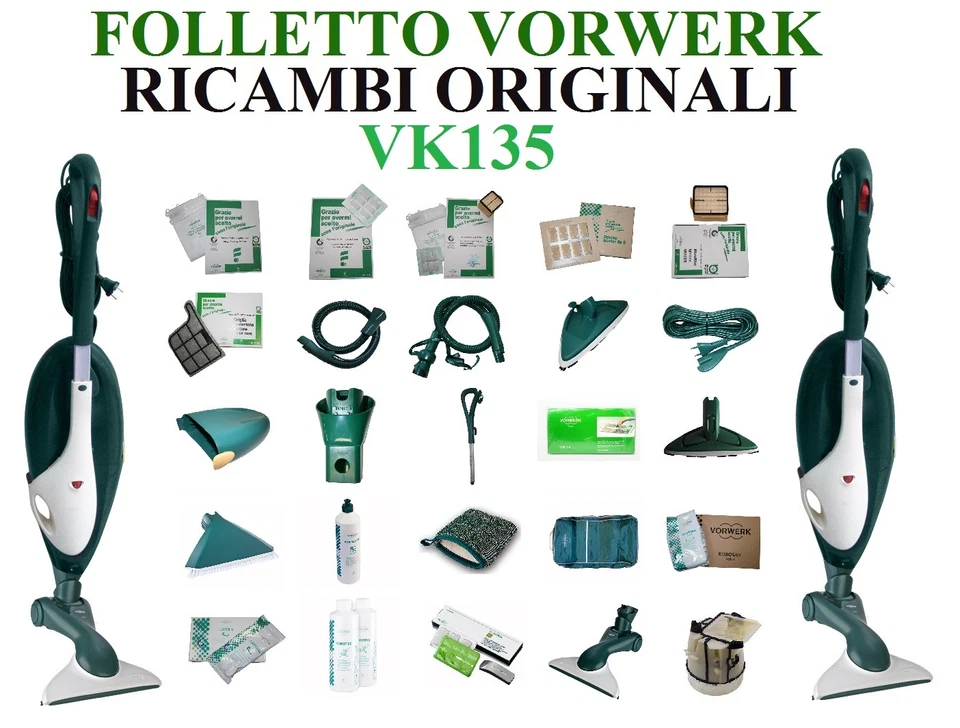Ricambi Sacchetti Filtri Accessori Spazzole ORIGINALI Folletto Vorwerk VK135