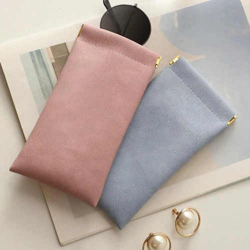 4PC Leather Mouth Snapped Sunglasses Eyeglass Glasses Soft Pouch Bag Pocket HOT - Picture 8 of 24
