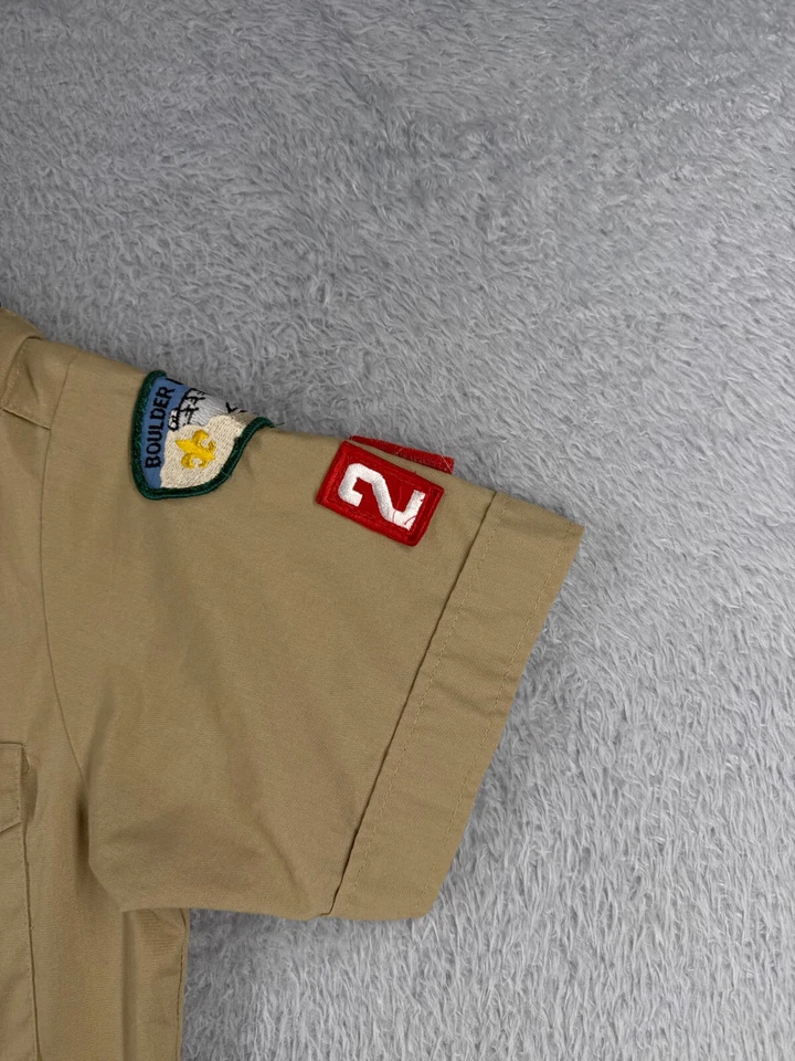 Boy Scouts of America Shirt Youth Large Beige Short Sleeve Poly Boulder Area AZ - Image 2 of 4