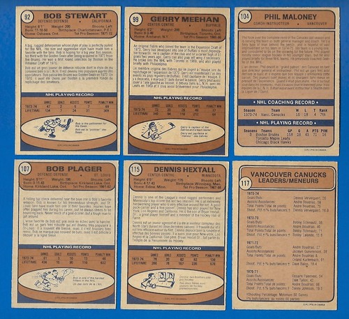 1974-75 OPC O PEE CHEE NHL HOCKEY CARD ERROR & VARIATION 1-132 SEE LIST - Picture 222 of 292