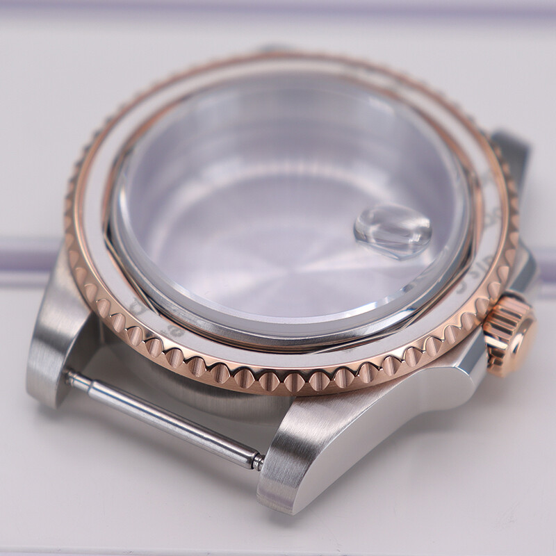 40mm Silver and Rose Gold Watch Case For Seiko nh35 Eta2824