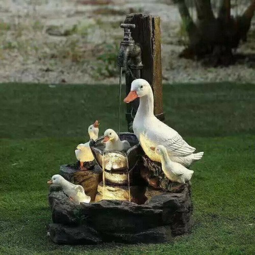 Animal Yard Family Bathing Patio Ornament Statue Luminous Sculpture Garden Decor - Picture 6 of 10