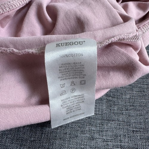 Camiseta KUEGOU Para Hombre Calce Regular 100% Algodón Pesado Cuello Redondo L Beige Taupe - Imagen 4 de 4