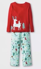 Toddler Girls 18m Christmas/Holiday Reindeer Fleece Cat Jack 2 Piece Pajama Set