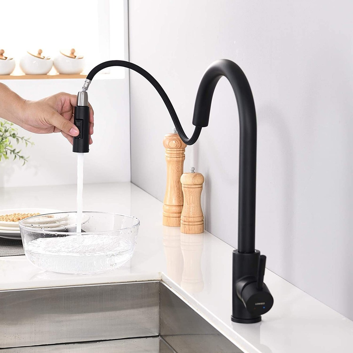 Grifo De Cocina Fregadero Grifo De Cocina Extraíble Cuarzo Negro