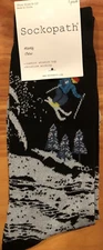 Sockopath Skier Crew Socks Mens Shoe Size 6-12 Black 1 Pair $15 Ski Mountain